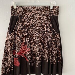 Desigual printed and embroidered skirt.